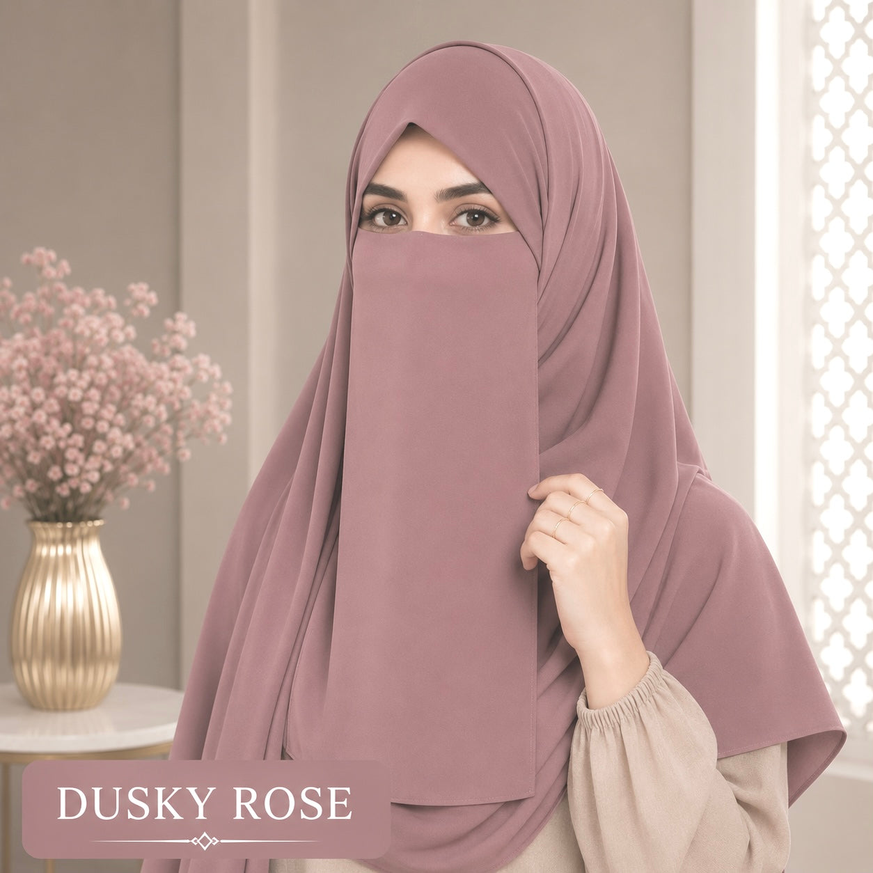 Hijab And Niqab Set - Dusky Rose