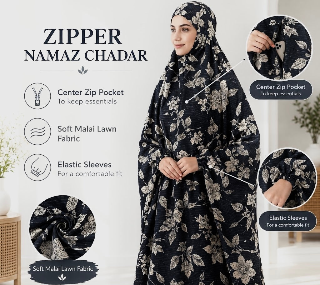 Zipper namaz Chadar (malai lawn)