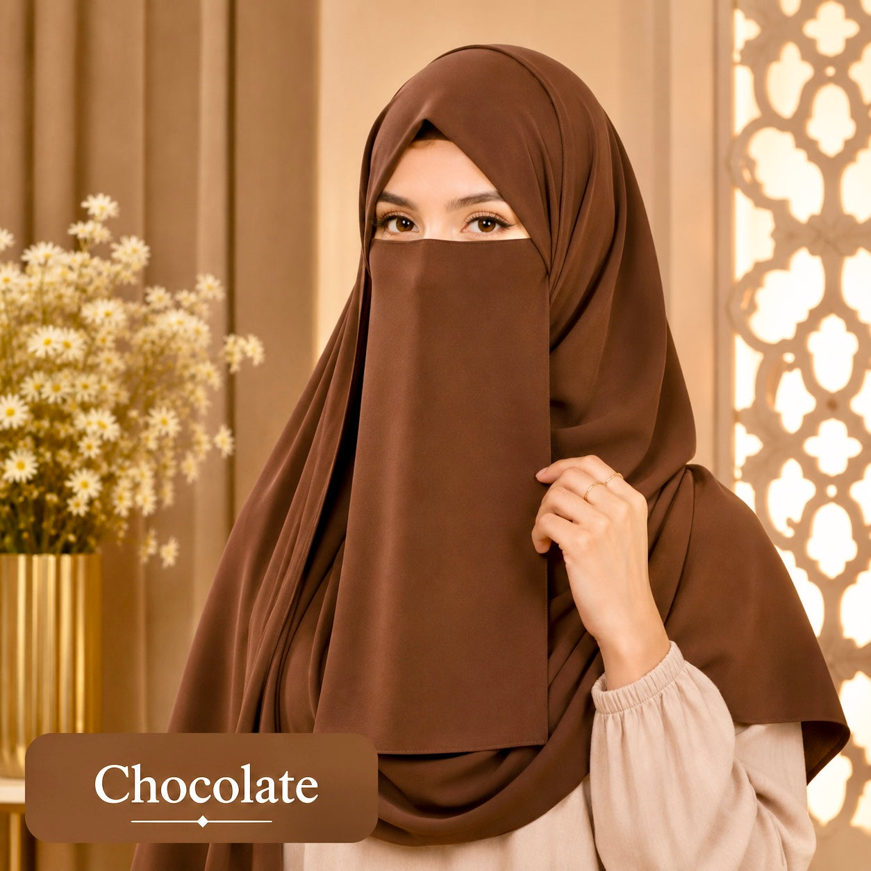 Hijab And Niqab Set - Chocolate