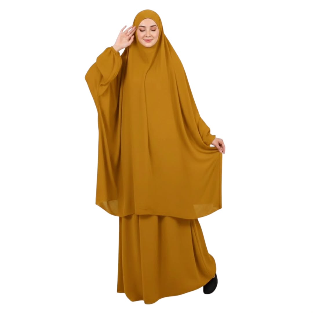 3 Piece Jilbab Abaya - Mustard