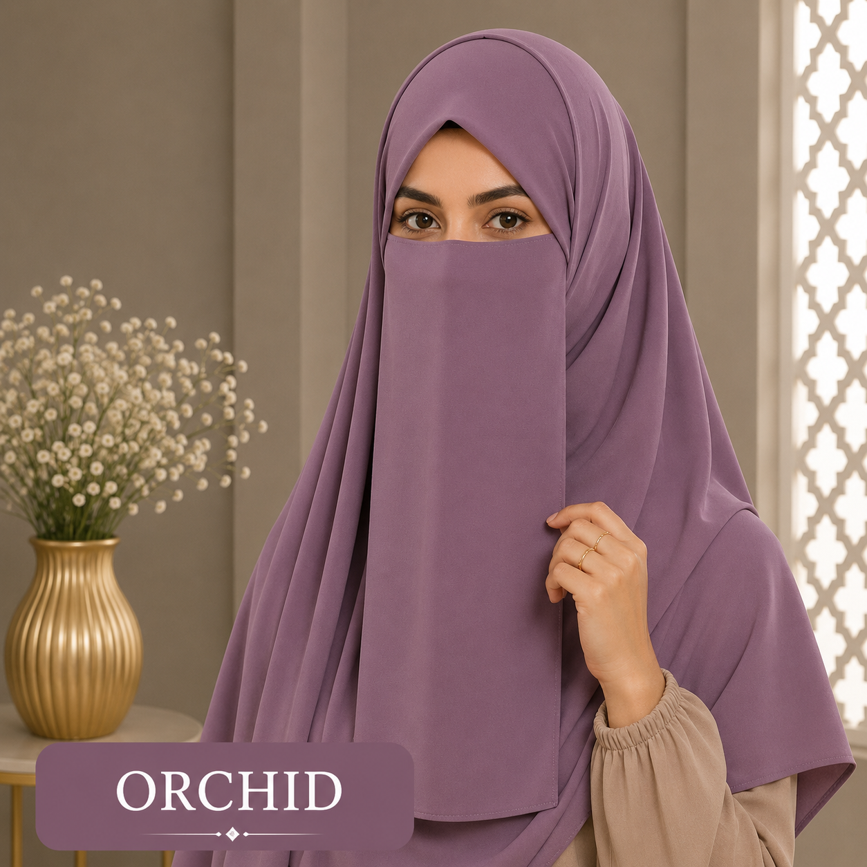 Hijab And Niqab Set - Orchid