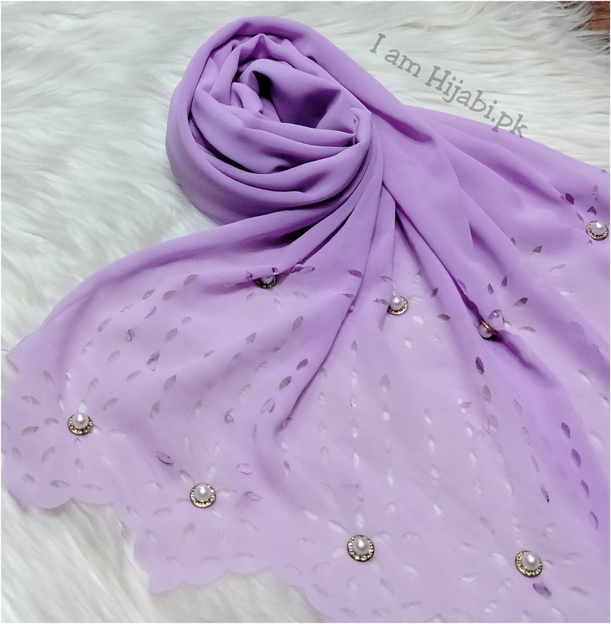 Laser Cut Georgette - Lavender