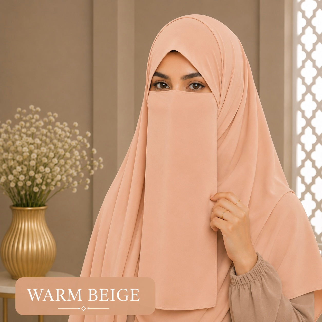 Hijab And Niqab Set - Warm Beige