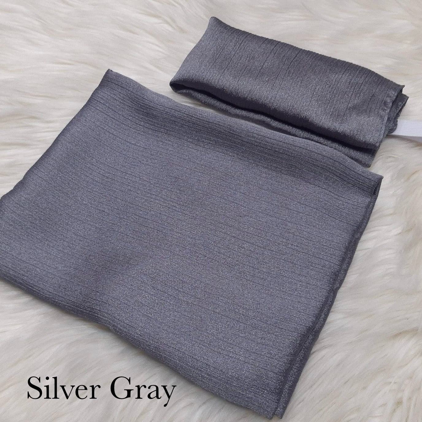 Silk Hijab And Niqab Set - Silver Gray