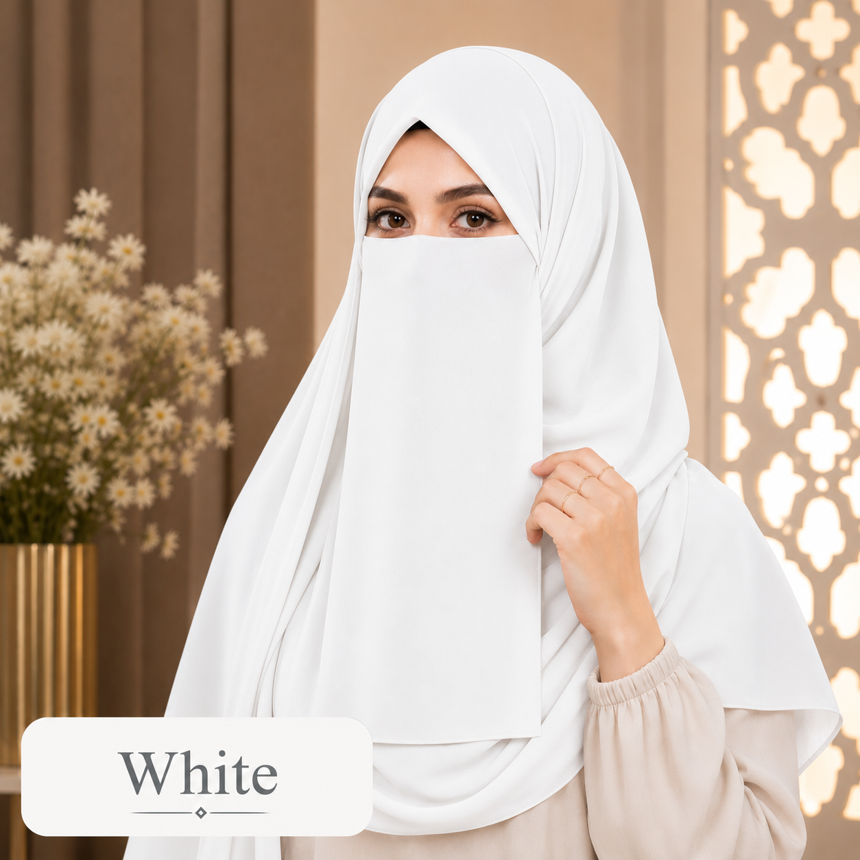 Hijab And Niqab Set - White