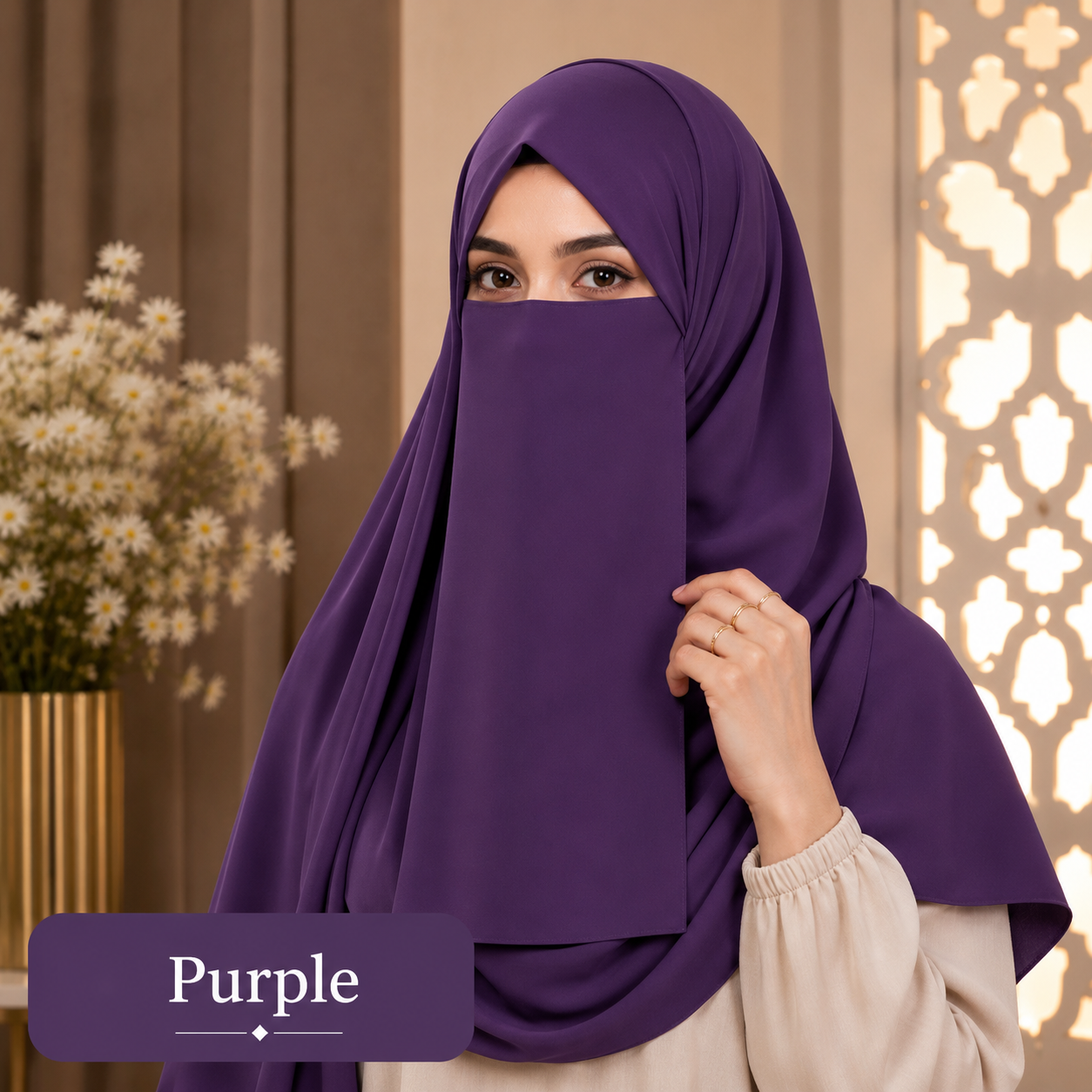 Hijab And Niqab Set - Purple