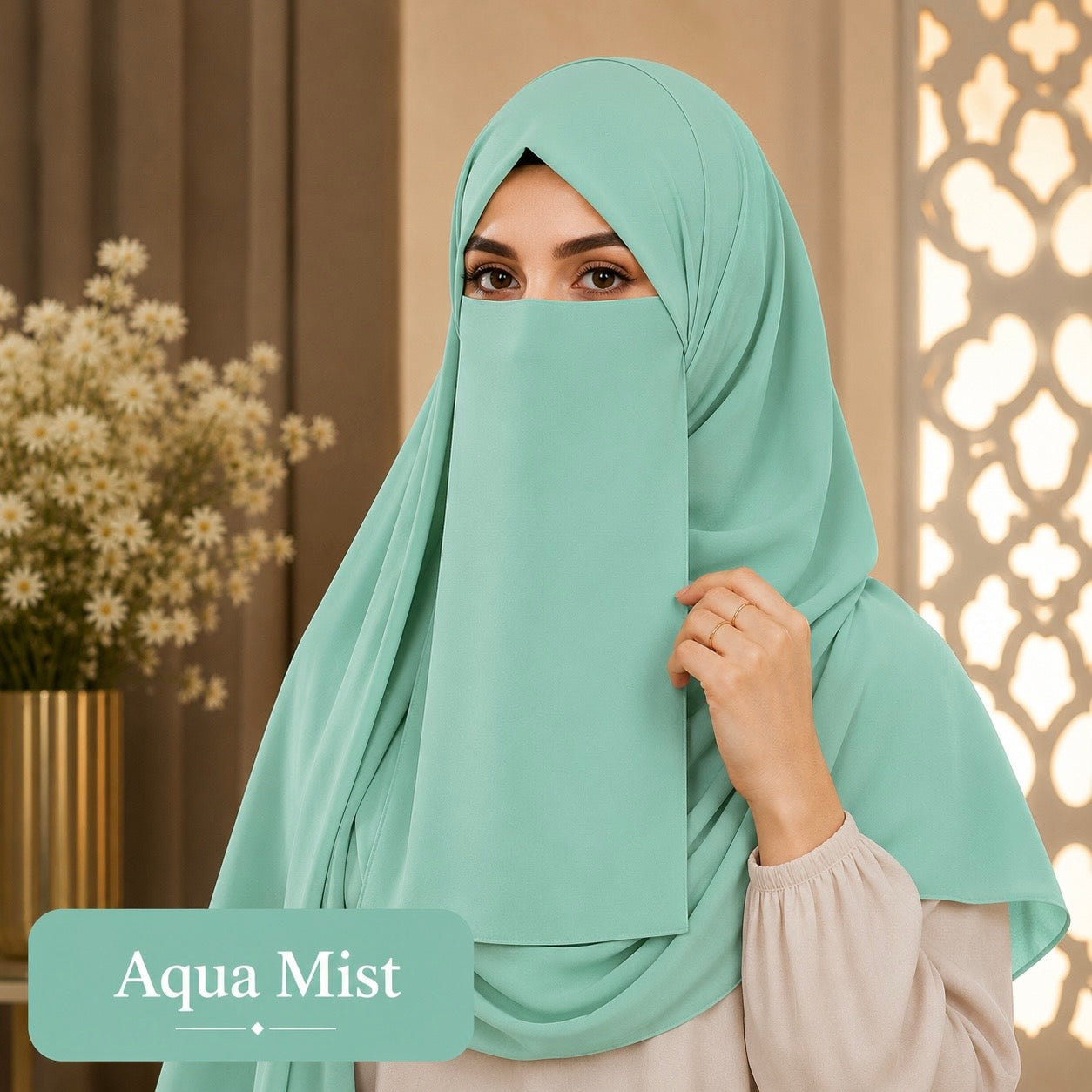 Hijab And Niqab Set - Aqua Mist