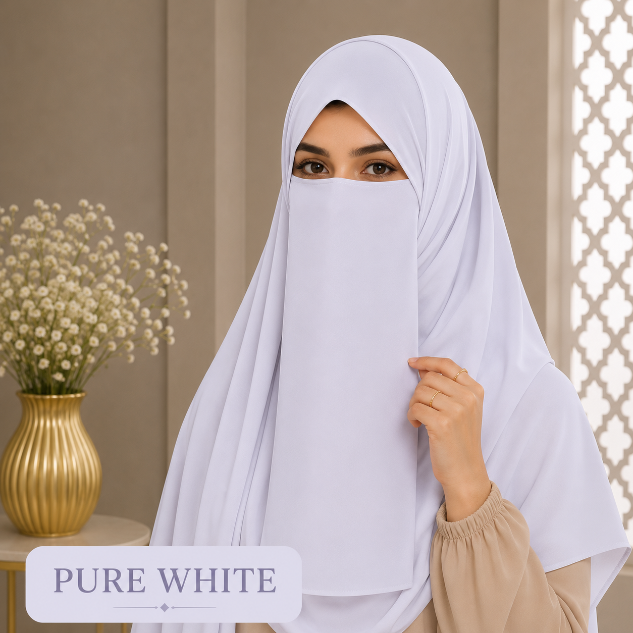 Hijab And Niqab Set - Pure White