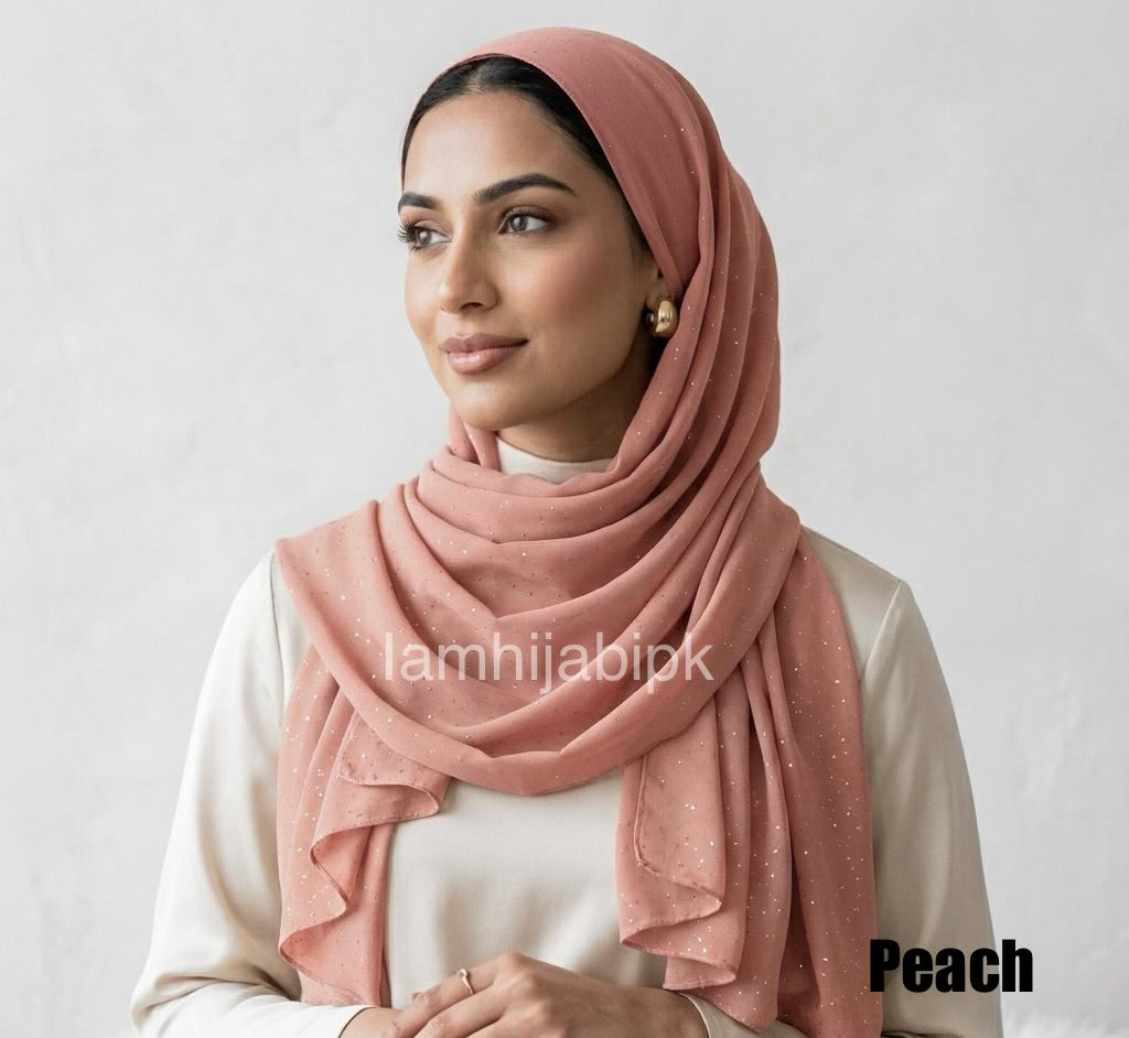 Glitter Georgette - Peach