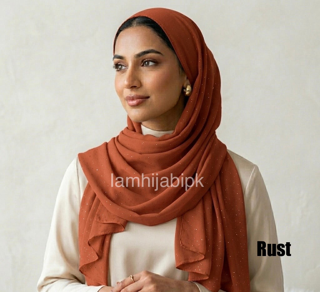 Glitter Georgette - Rust