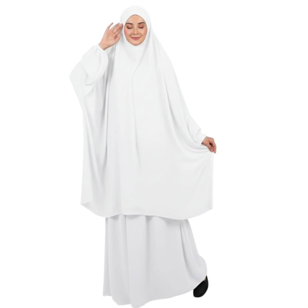 3 Piece Jilbab Abaya - White