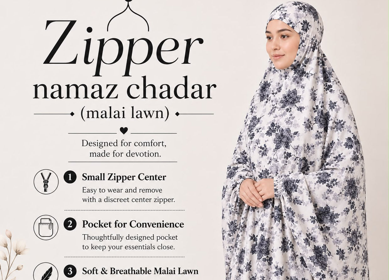Zipper namaz Chadar (malai lawn)