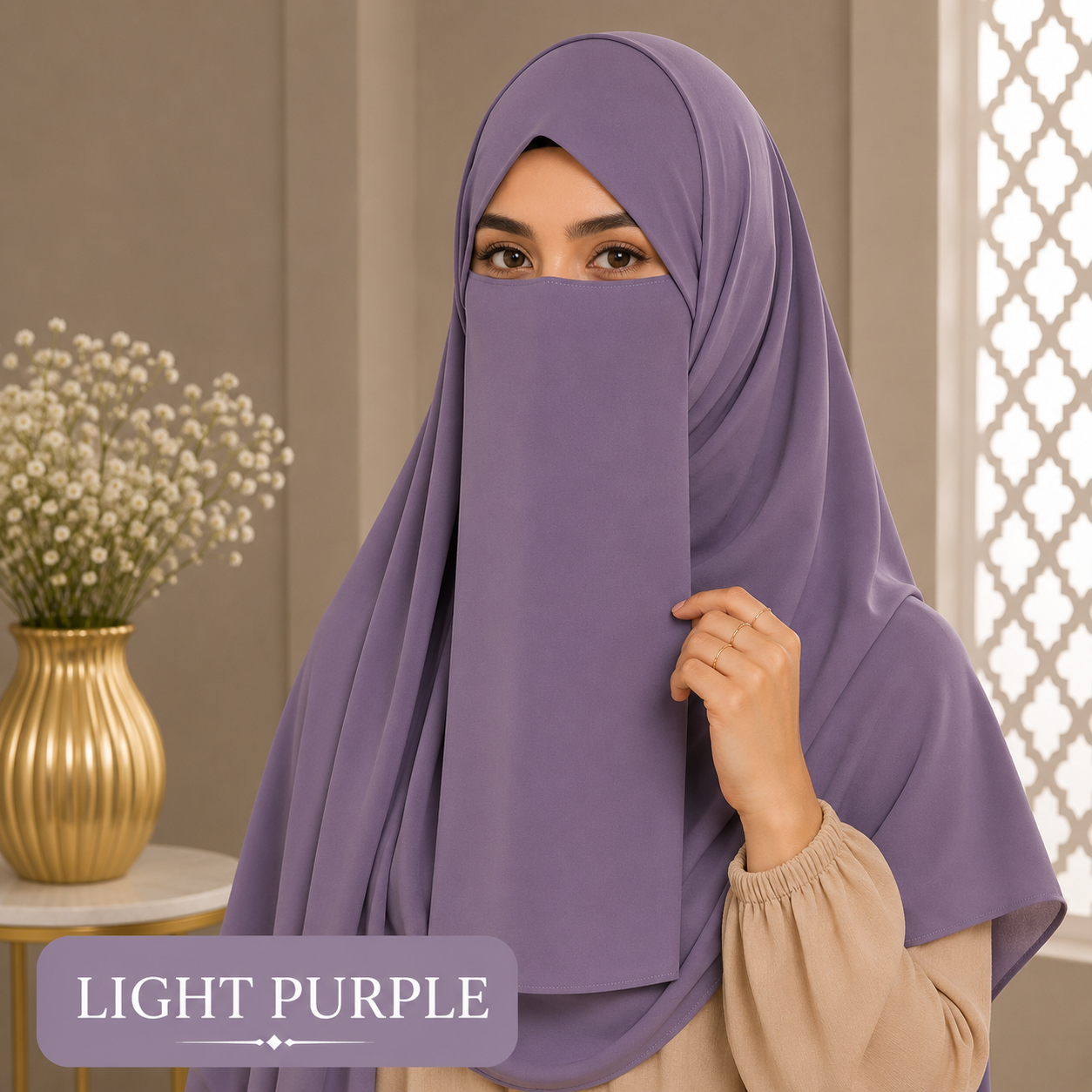 Hijab And Niqab Set - Light Purple