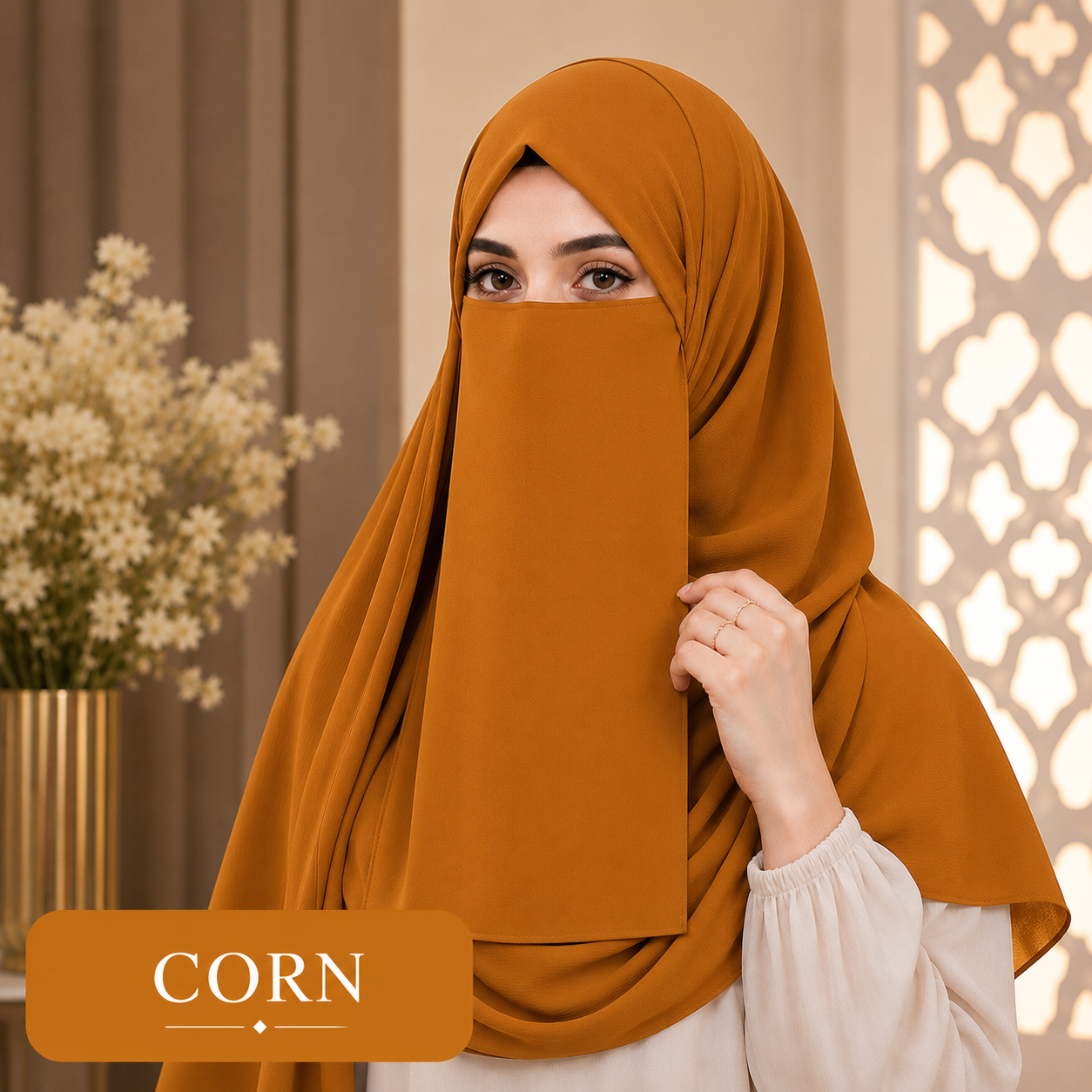 Hijab And Niqab Set - Corn