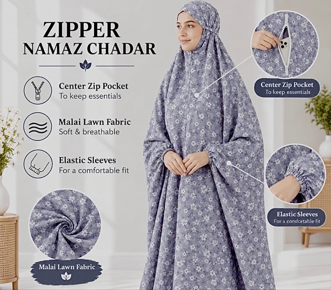 Zipper namaz Chadar (malai lawn)