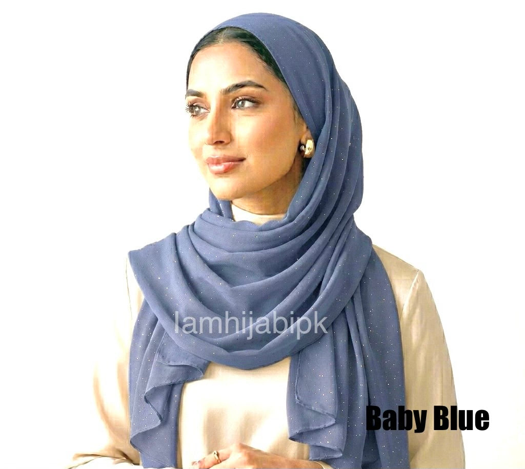 Glitter Georgette - Baby Blue