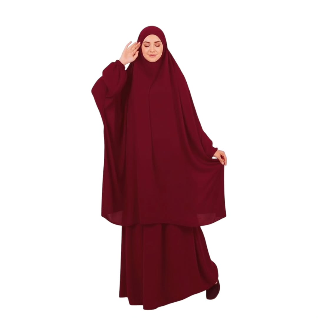 3 Piece Jilbab Abaya - Maroon