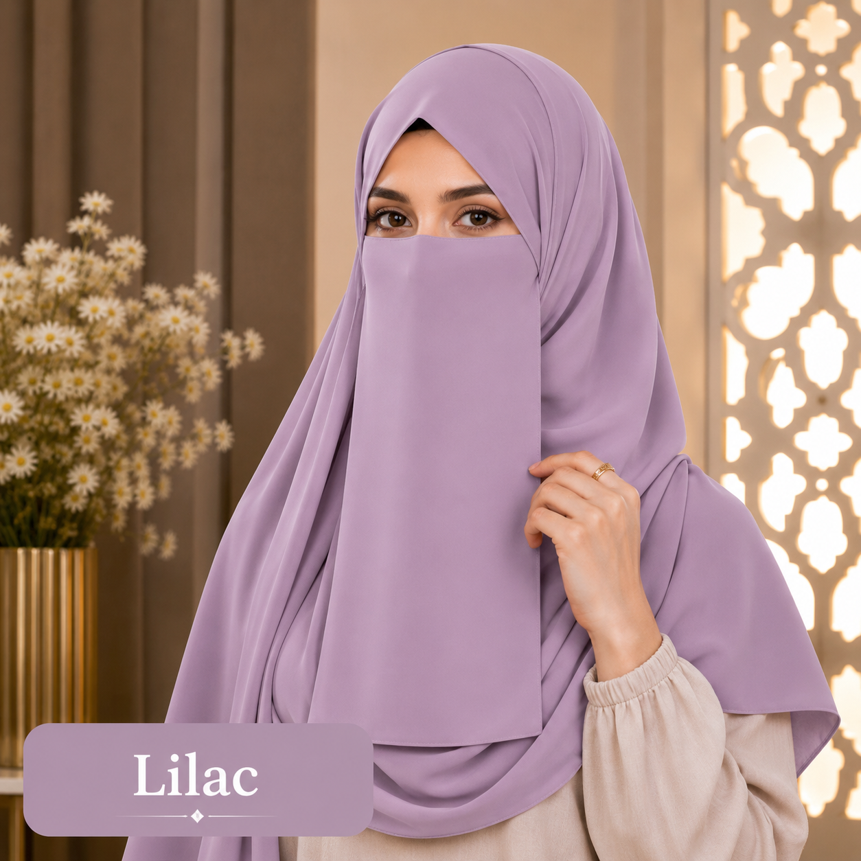 Hijab And Niqab Set - Lilac