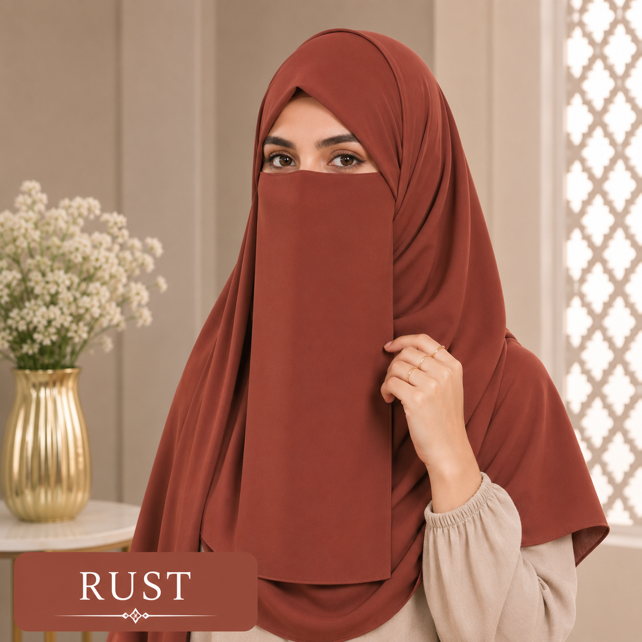 Hijab And Niqab Set - Rust