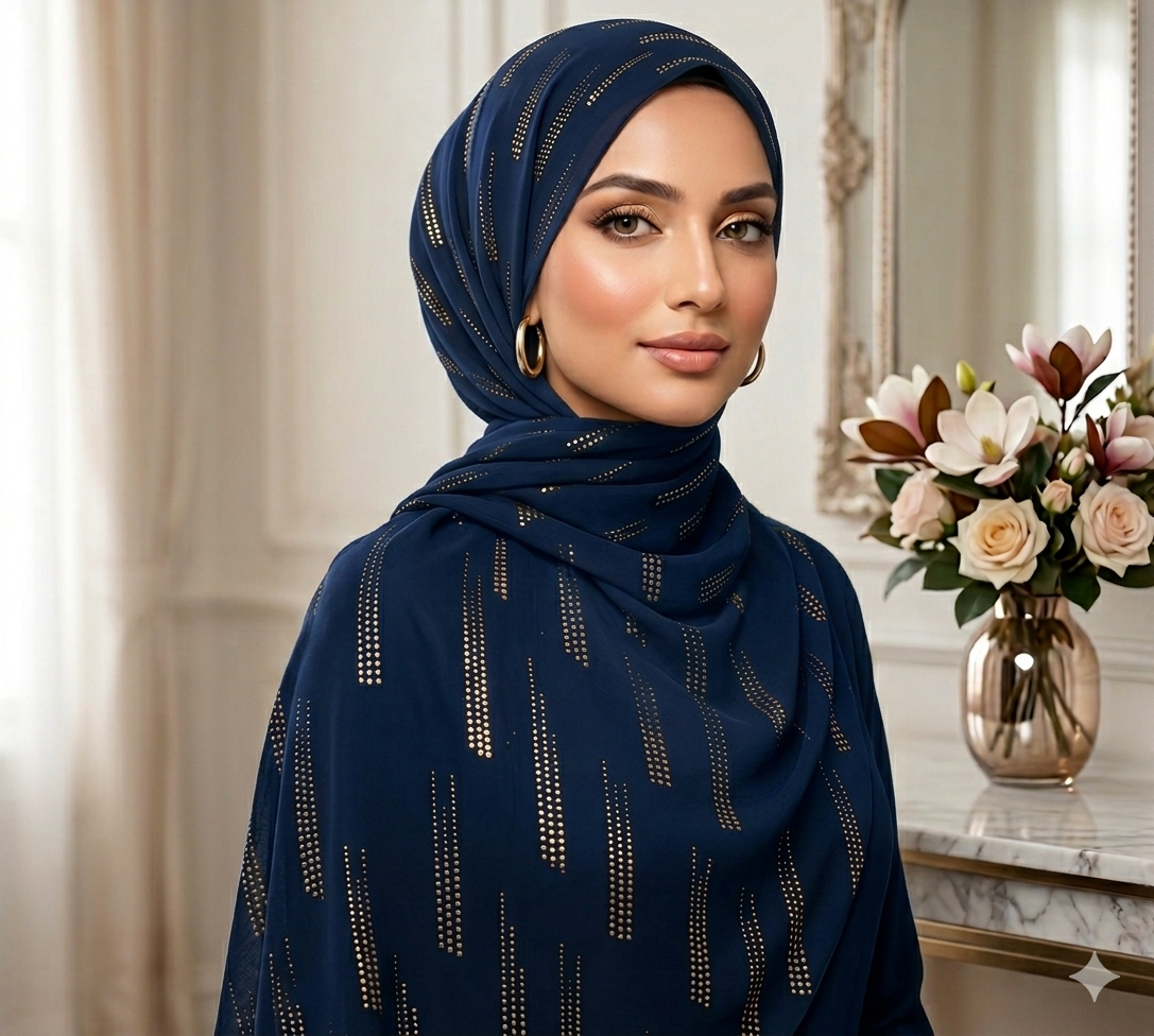 DEW DROP GEORGETTE - NAVY BLUE