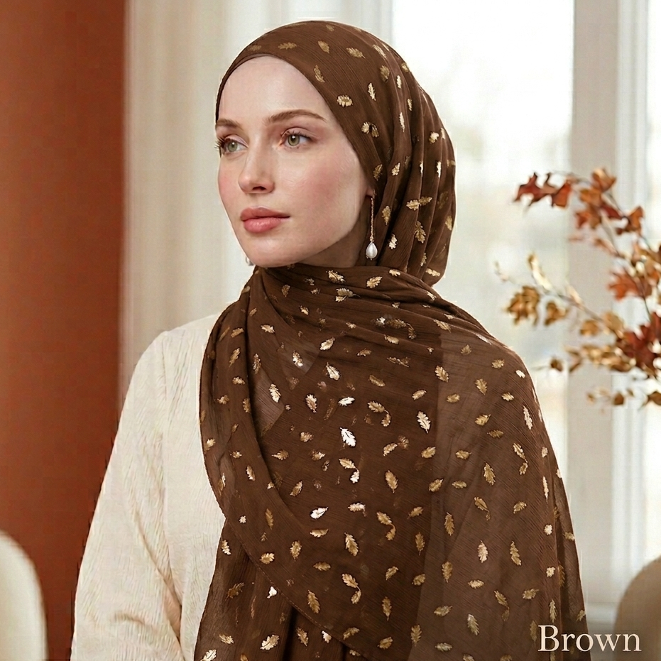 Leaf Georgette - Brown
