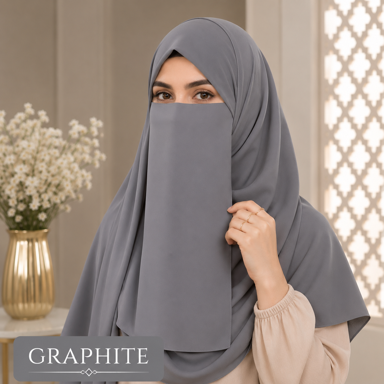Hijab And Niqab Set - graphite
