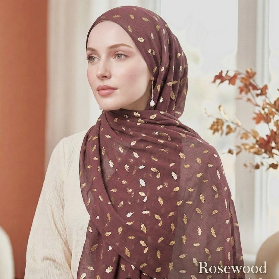 Leaf Georgette - Rosewood