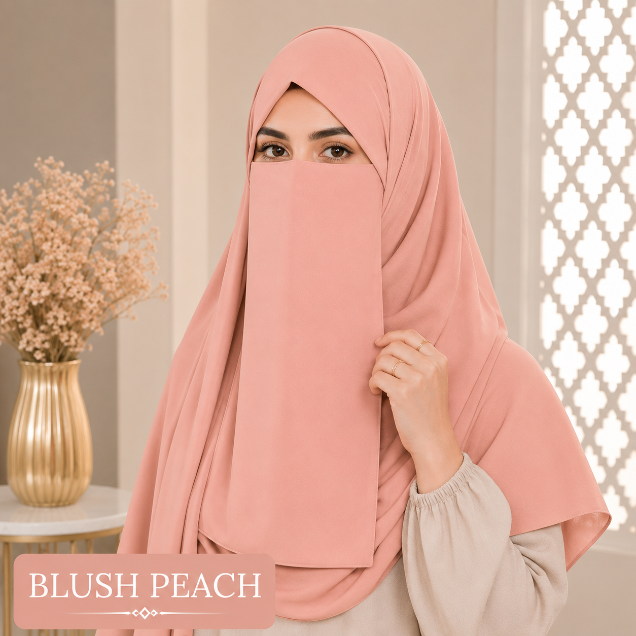 Hijab And Niqab Set - Blush Peach