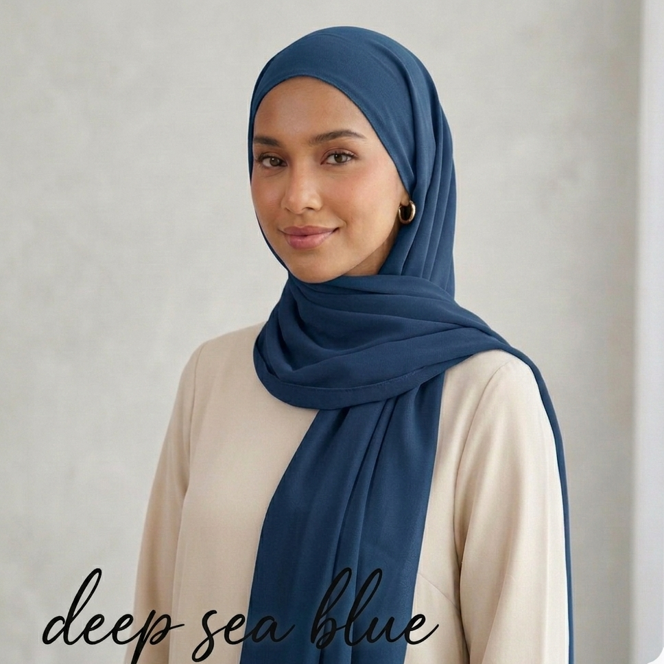 Plain Georgette - Deep Sea Blue