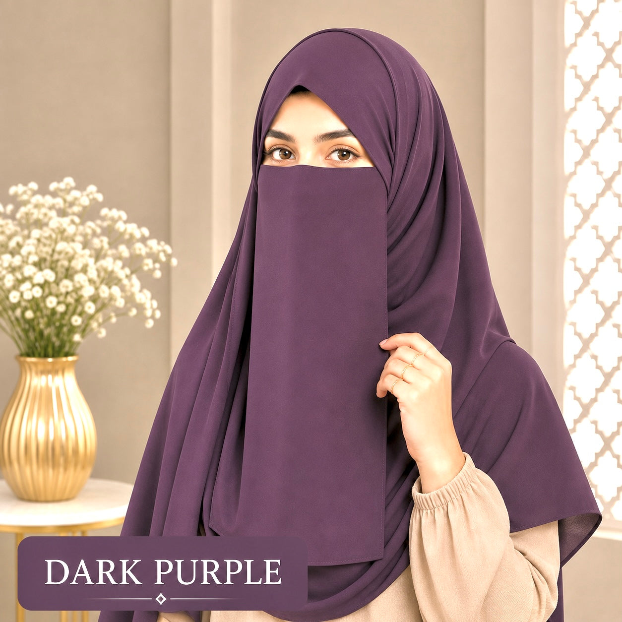 Hijab And Niqab Set - Dark Purple
