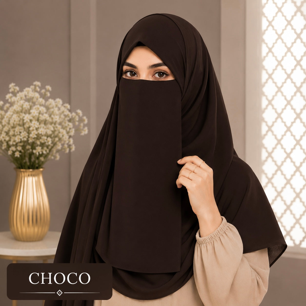 Hijab And Niqab Set - Choco
