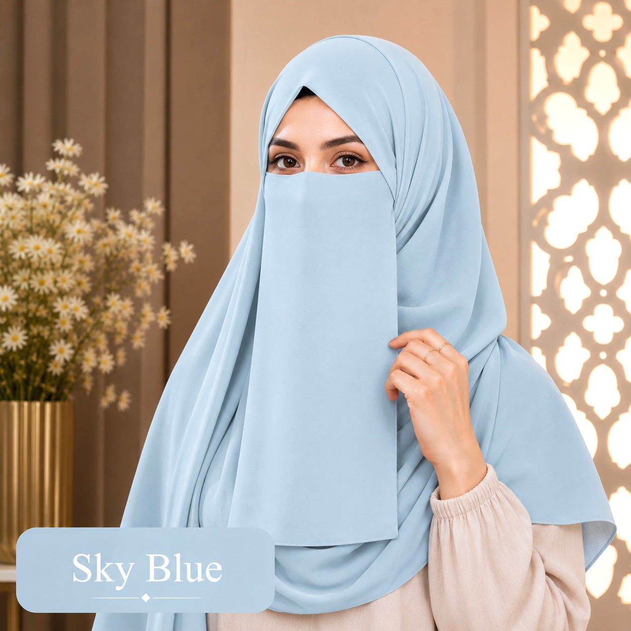 Hijab And Niqab Set - Sky Blue