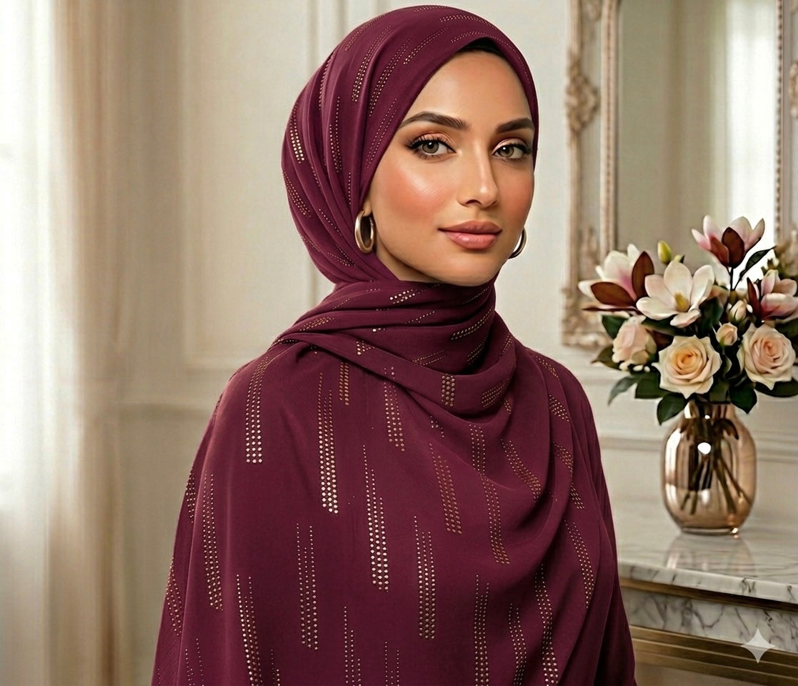 DEW DROP GEORGETTE - BURGUNDY