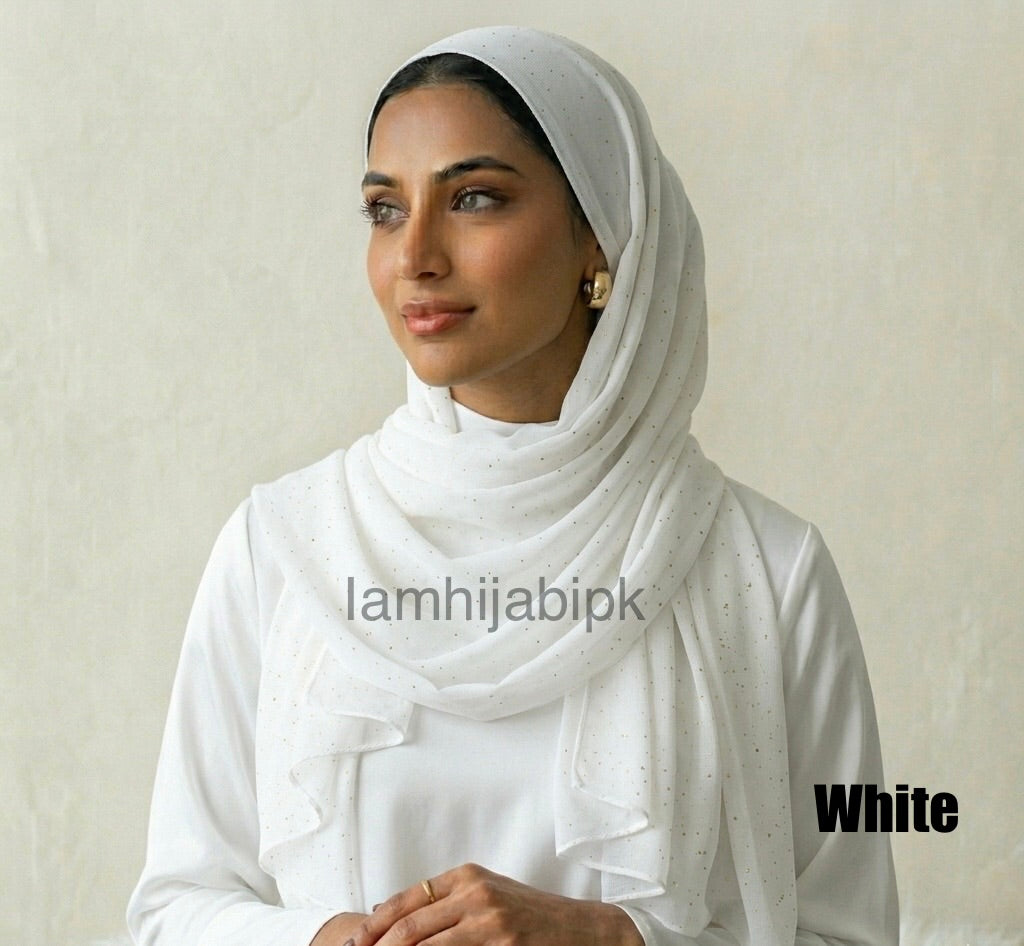 Glitter Georgette - White