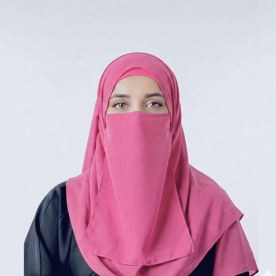 Hijab And Niqab Set - Rose Pink