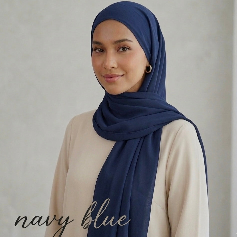 Plain Georgette - Navy Blue