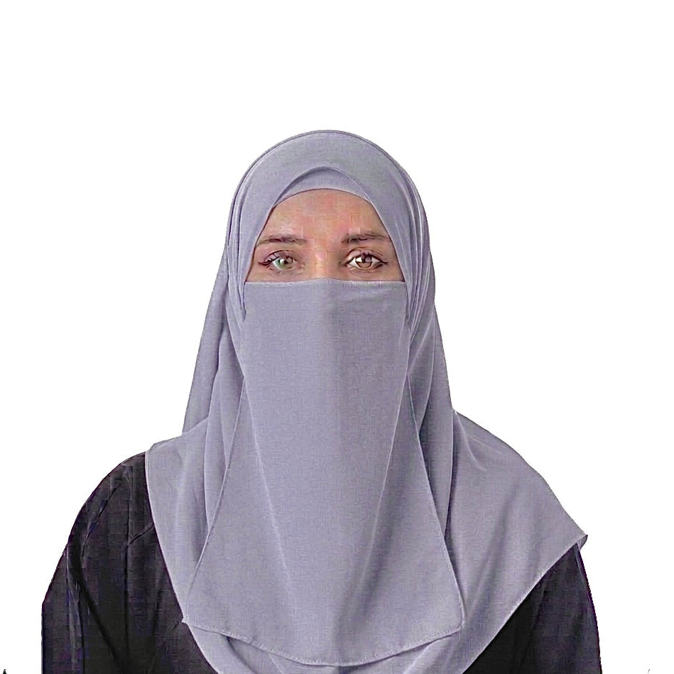 Hijab And Niqab Set - Ash Gray