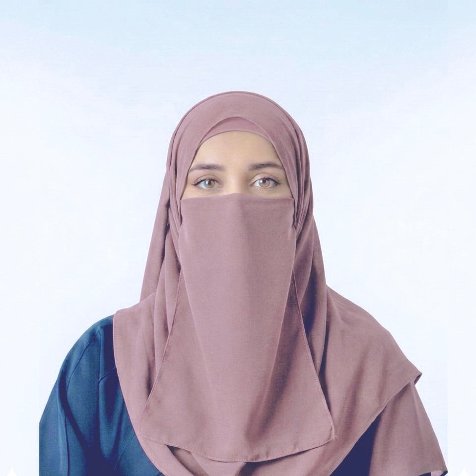 Hijab And Niqab Set - Skin Pink