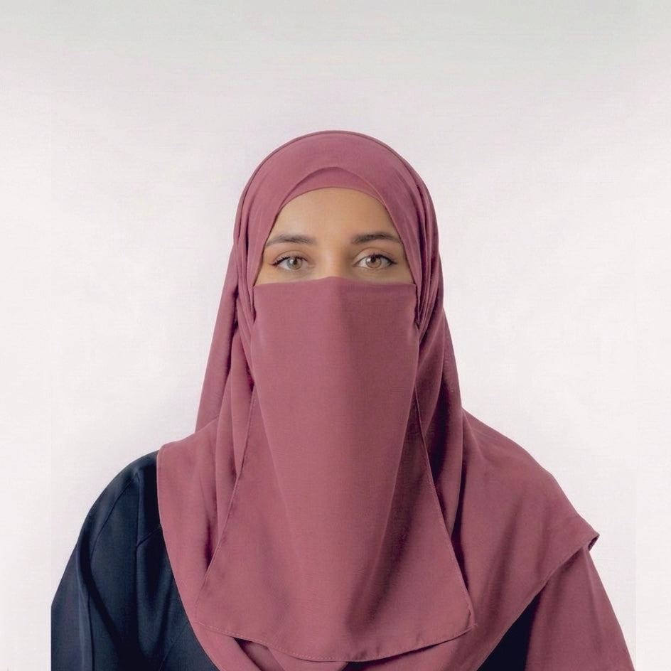 Hijab And Niqab Set - Berry Pink