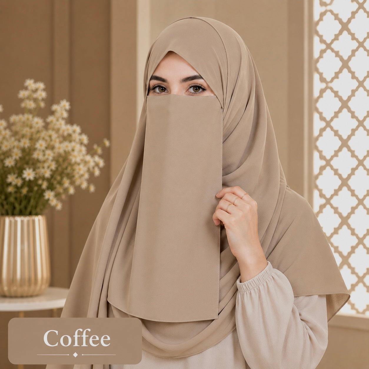 Hijab And Niqab Set - Coffee