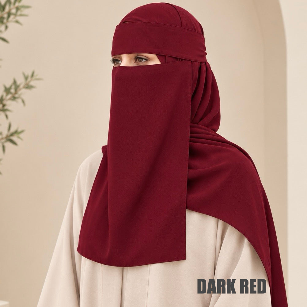 Saudi Niqab Set - Dark Red