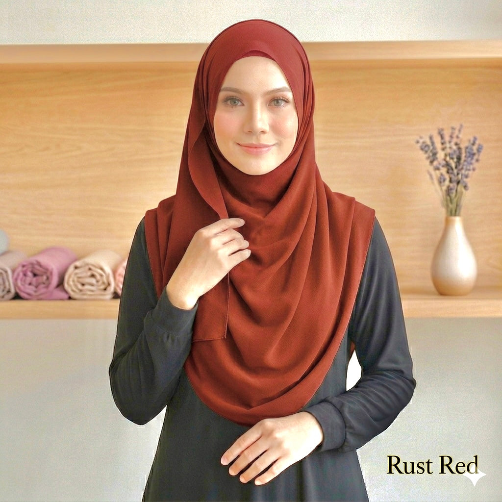 DOUBLE LOOP HIJAB - RUST RED