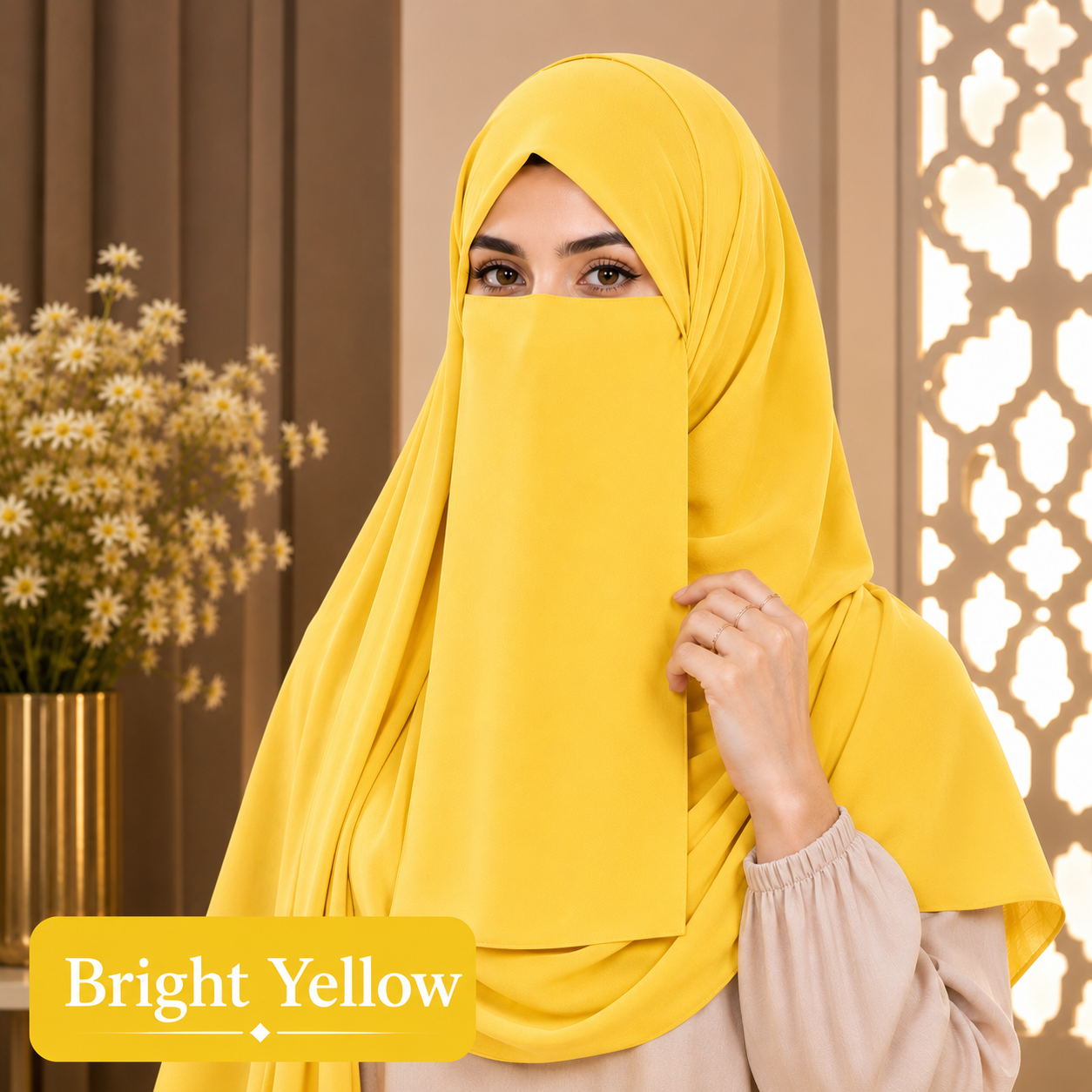 Hijab And Niqab Set - Bright Yellow