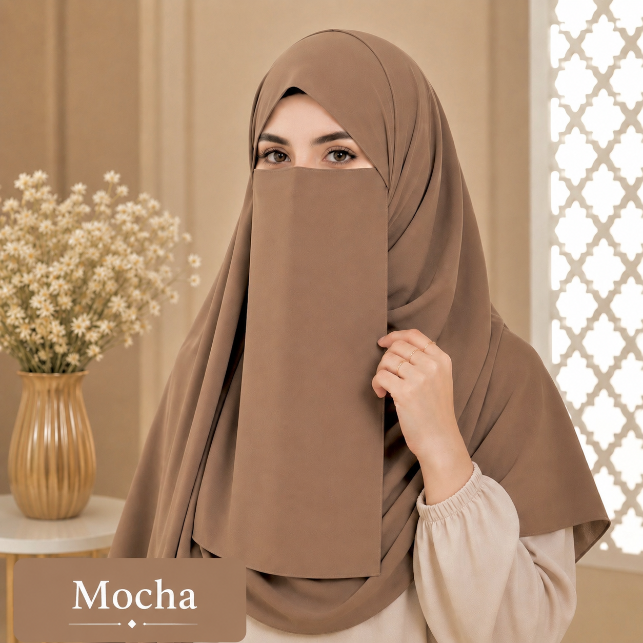 Hijab And Niqab Set - Mocha
