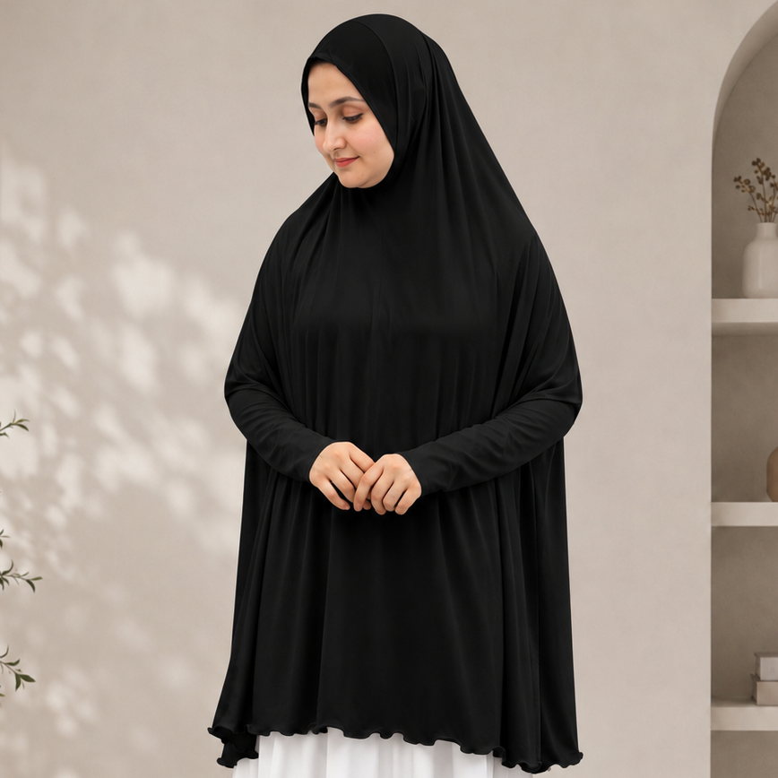 Black jersey namaz chadar With Sleeves