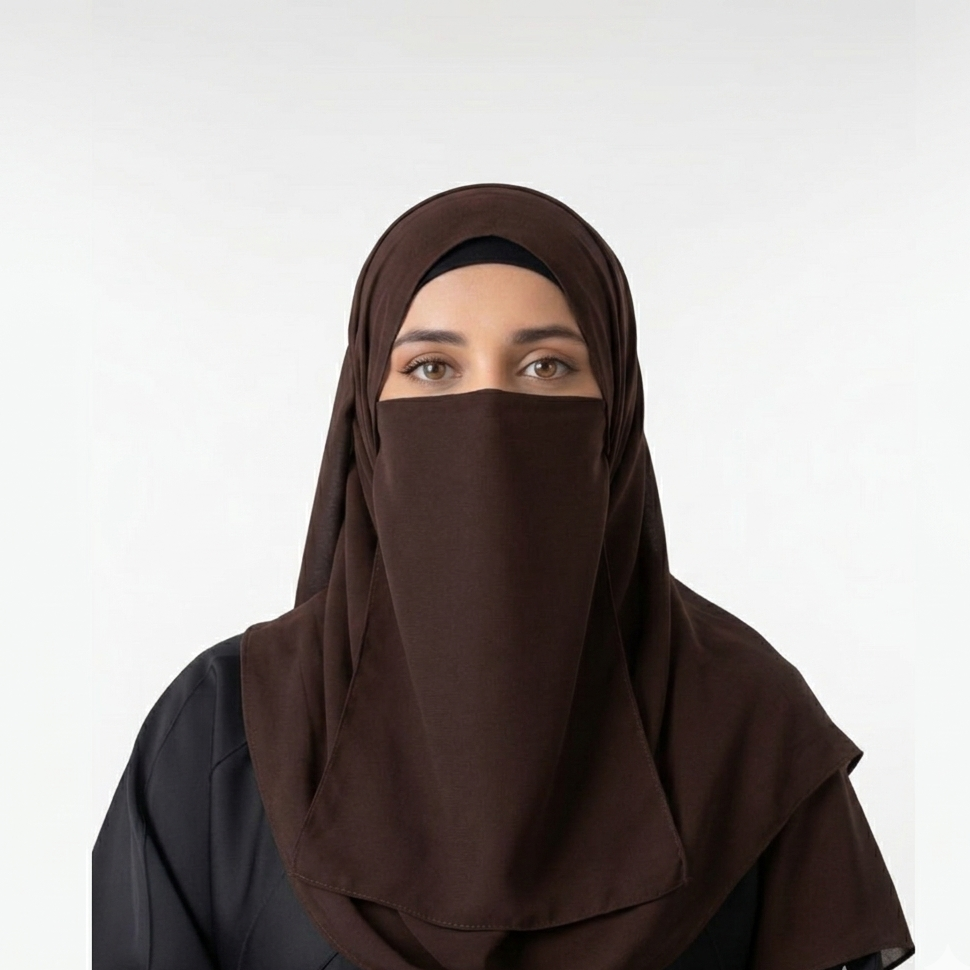 Hijab And Niqab Set - Choco