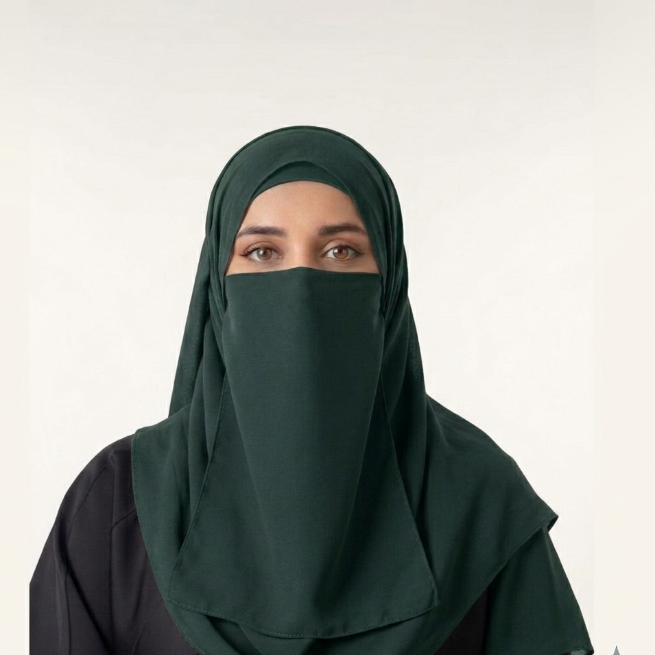 Hijab And Niqab Set - Green