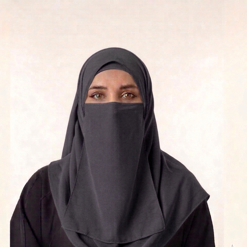 Hijab And Niqab Set - Ivory Gray