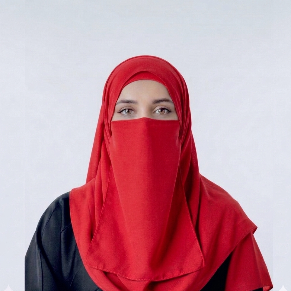 Hijab And Niqab Set - Red