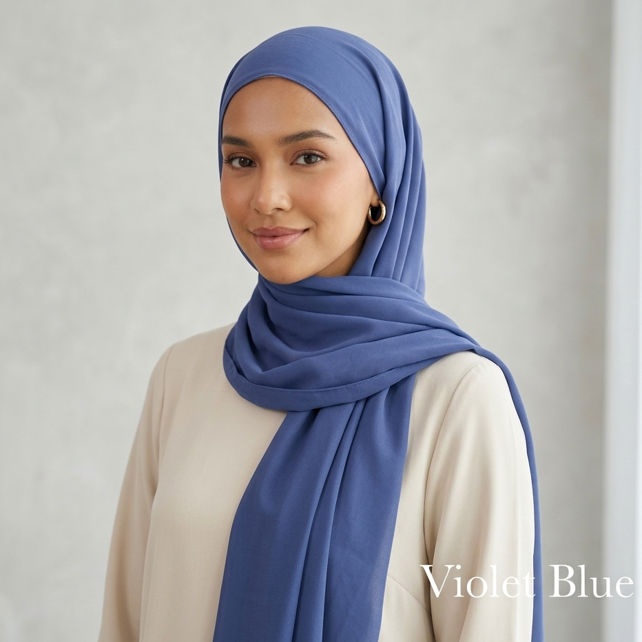 Plain Georgette - Violet Blue